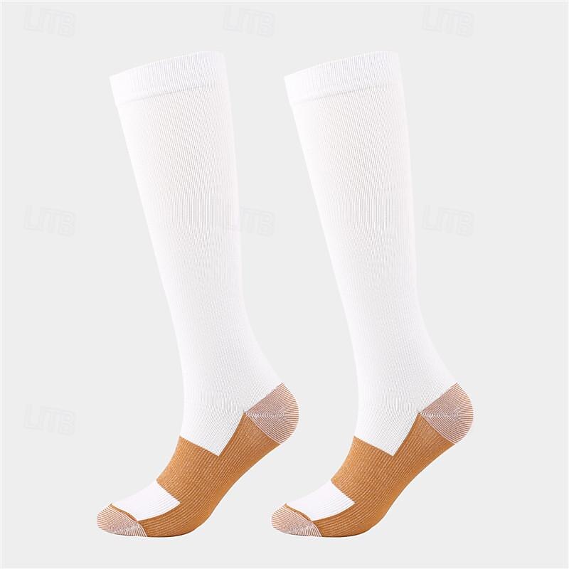 Compression Socks Athletic Sports Socks Running Socks 1 Pair Color Block Women's Tube Socks Breathable Sweat wicking Comfortable Gym Workout Basketball Running Jogging Cycling Sports Color Block Nylon2