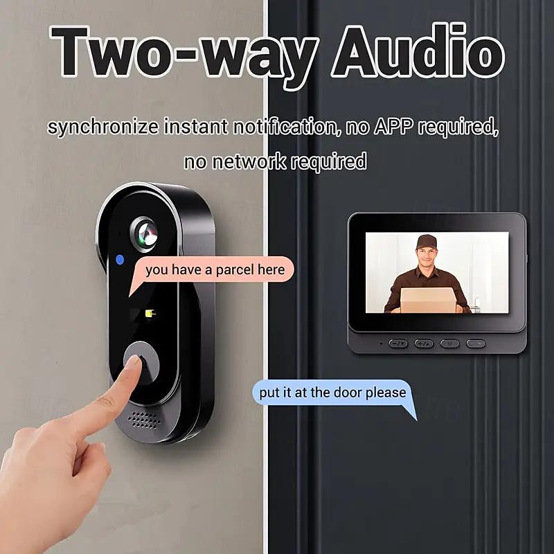 Visual Doorbell IR Night Vision Door Bell Wireless Waterproof HD 4.3inch IPS Screen Doorbell Camera 2.4G For Home Apartment2