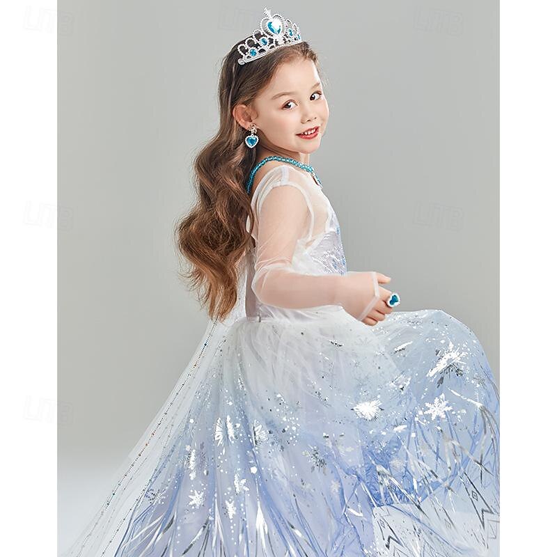 Frozen Fairy Tale Princess Elsa Flower Girl Dress Theme Party Costume Tulle Dresses Sweet Lolita Movie Cosplay for Girls' Kids Carnival Party / Evening4