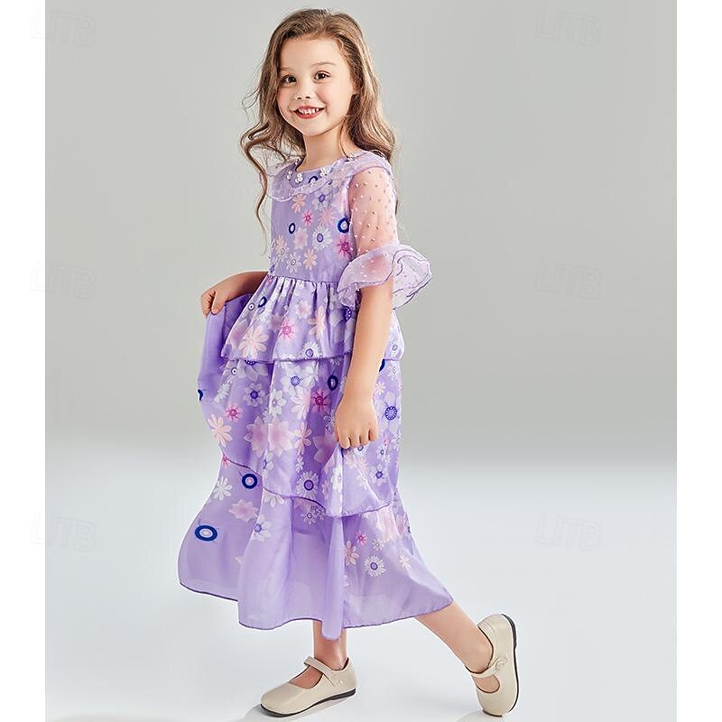 Encanto Fairy Tale Princess Isabela Madrigal Flower Girl Dress Theme Party Costume Tulle Dresses Movie Cosplay for Girls' Kids Carnival Dailywear3