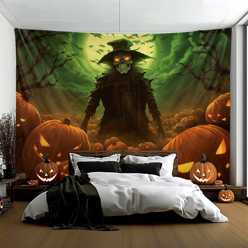 Halloween Decorations Scary Death Hanging Tapestry Wall Art Large Tapestry Mural Decor Photograph Backdrop Blanket Curtain Home Bedroom Living Room Decoration Ghost4