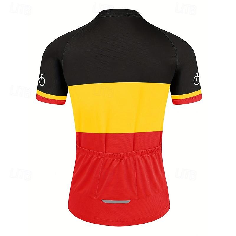 Men's Cycling Jersey Stripes Short Sleeve Bike Tee Tshirt Top with 3 Rear Pockets Mountain Bike MTB Road Bike Cycling Quick Dry Front Zipper Wicking Sports Red Clothing Apparel2