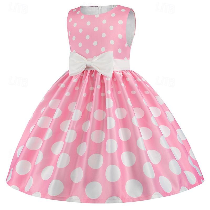 Girls' 3D Spot Party Dress Sleeveless Summer Performance Party Birthday Princess Beautiful Sweet Kids 4-12 Years Party Dress Swing Dress A Line Dress Midi Regular Fit3
