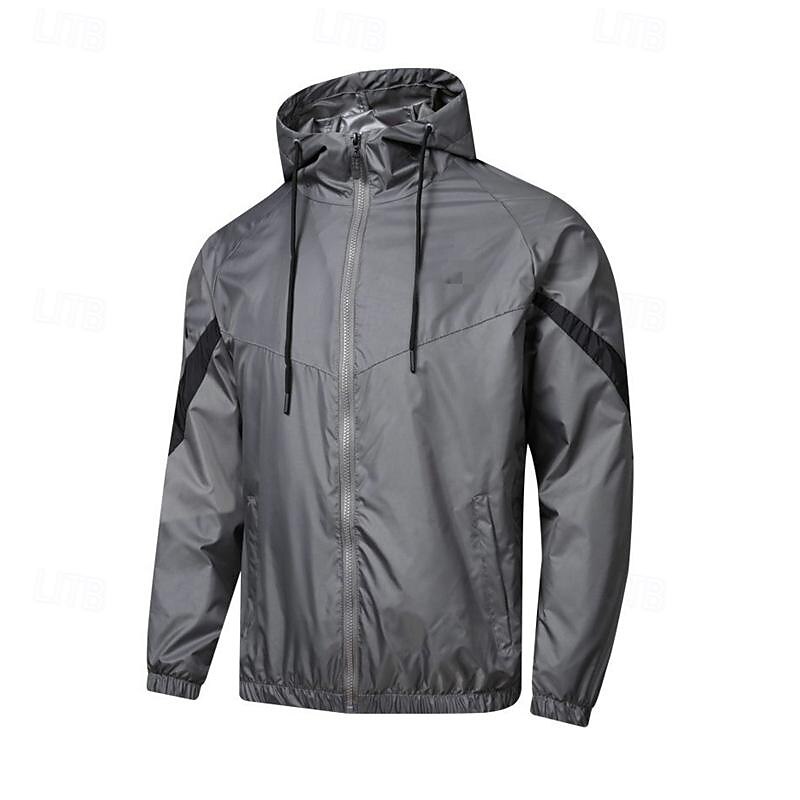 Men's Softshell Jacket Hiking Jacket Outdoor Color Block Windproof Water Resistant Hoodie Windbreaker Jacket Camping / Hiking / Caving Traveling Black White Grey3