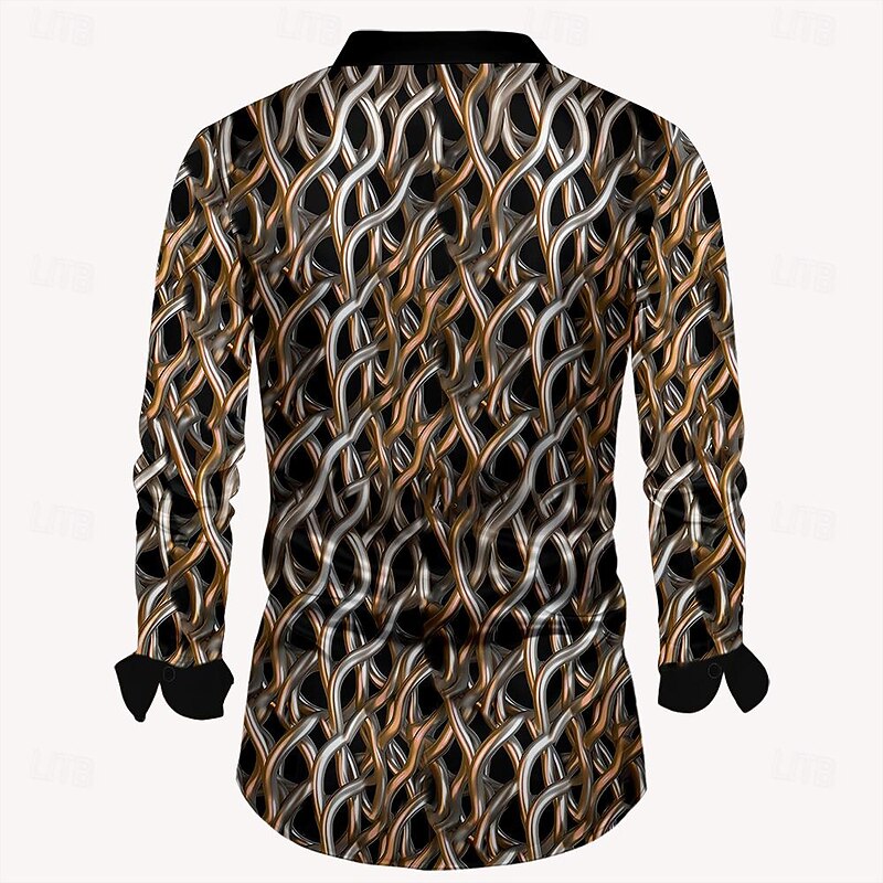 Men's Shirt Dress Shirt Button Up Shirt Long Sleeve Fashion Casual Causal Casual Summer Spring Fall Turndown Button Up 3D Print Brown2