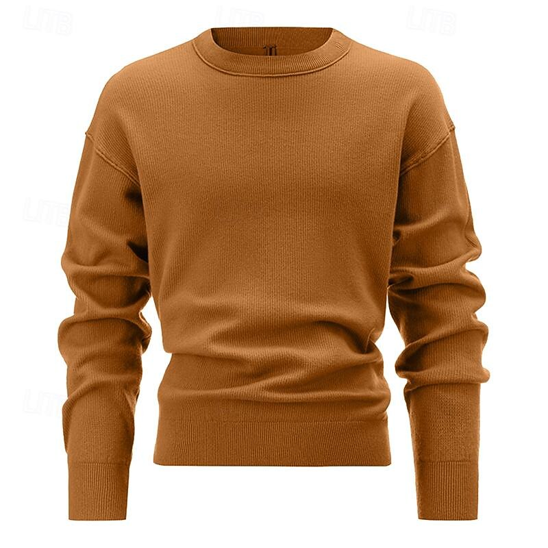 Men's Pullover Sweater Jumper Knit Sweater Ribbed Knit Regular Knitted Plain Crew Neck Fashion Basic Daily Wear Date Clothing Apparel Fall & Winter Black White M L XL3