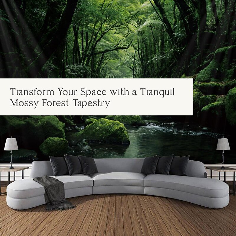Forest River Hanging Tapestry Wall Art Large Tapestry Mural Decor Photograph Backdrop Blanket Curtain Home Bedroom Living Room Decoration2