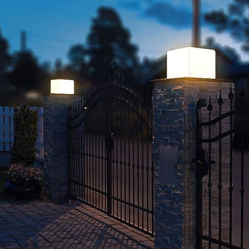LED Outdoor Wall Lights Warm White 20/25/30/40cm Garden Post Patio Light Outdoor Square Pillar Lamp Simplicity IP54 Waterproof Garden Yard Pillar Lamps 3000K