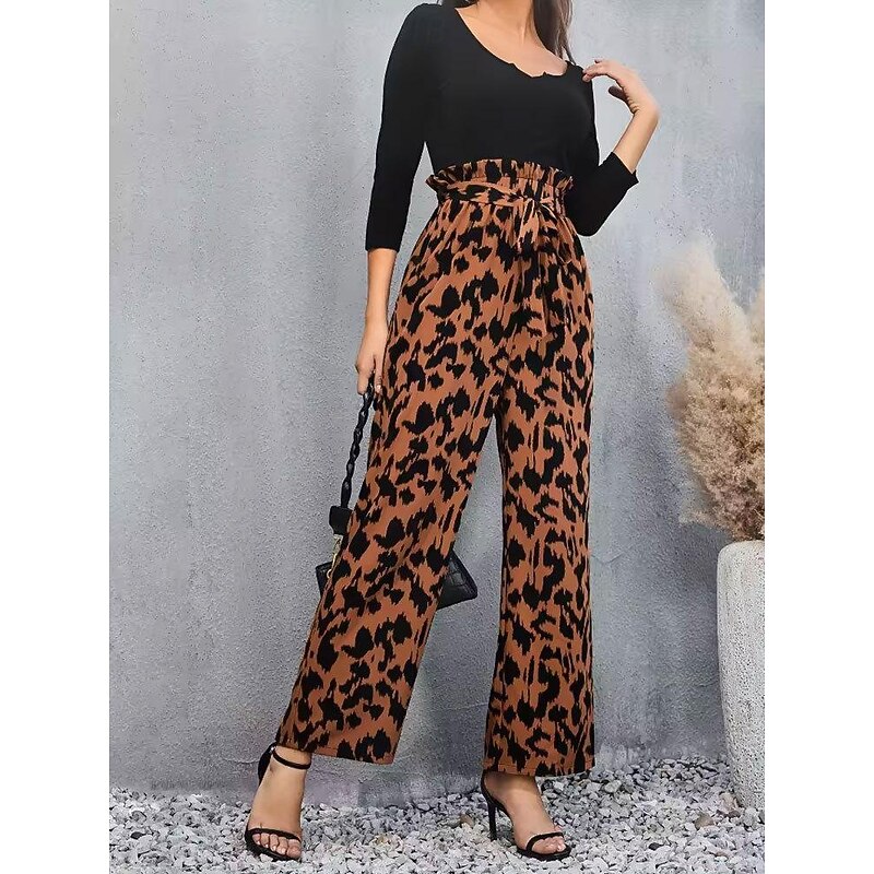 Women's Jumpsuit Fashion Long Graphic Print Breathability Comfortable Inelastic Casual Daily Coffee Spring &  Fall Regular Fit2