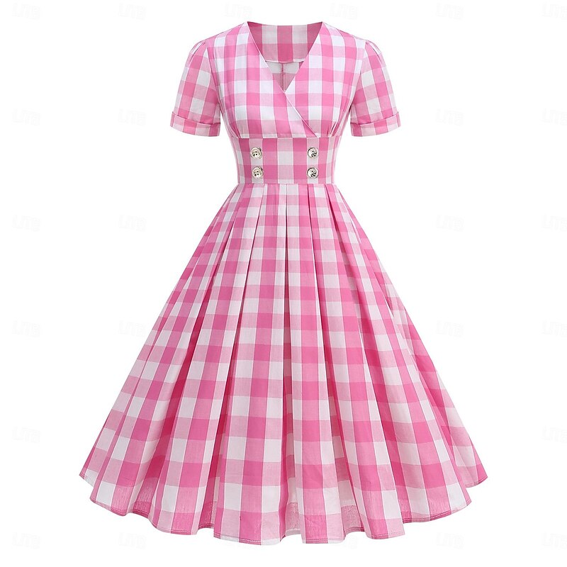 Retro Vintage 1950s Vintage Dress Dress A-Line Dress Swing Dress Plaid Checkered Checkered Gingham Fancy Dress Women's Masquerade Event / Party Bachelorette Party Adults' Dress Homecoming Dresses2