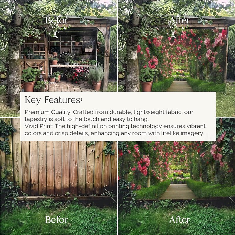 Valentine's Day Large Wall Tapestry Art Decor Blanket Curtain Picnic Tablecloth Hanging Home Bedroom Living Room Dorm Decoration Nature Landscape Garden Pathway Plant Floral Flower4