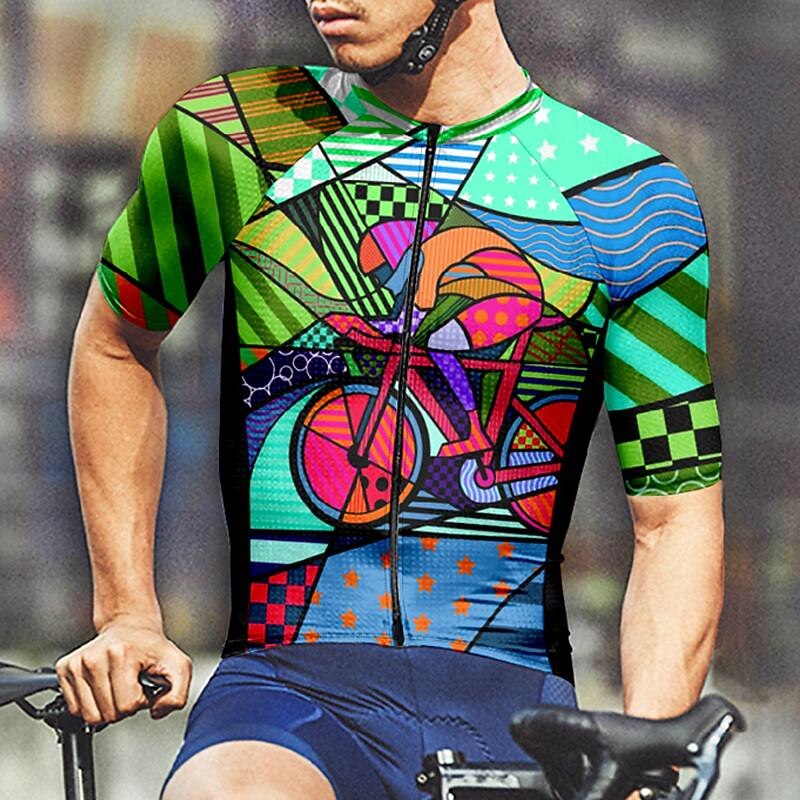 Men's Cycling Jersey Color Block Short Sleeve Bike Tee Tshirt Jersey Top with 3 Rear Pockets Mountain Bike MTB Quick Dry Breathable Sports Yellow Blue Purple Clothing Apparel3
