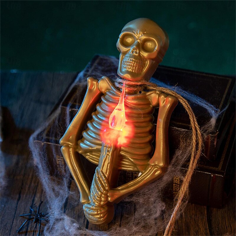Halloween Skull Skeleton Light LED Electronic Candle Lights Scary Atmosphere Decorations Props Light Skull Candlestick Ghost Festival Decor Pendant3