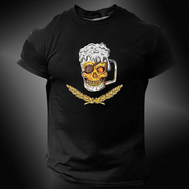 Men's Oktoberfest Beer T Shirt Short Sleeve T shirt 3D Print Crew Neck Shirt Vintage Cool Party Holiday Oktoberfest Black White Green Summer Spring Clothing Apparel S M L XL XXL XXXL