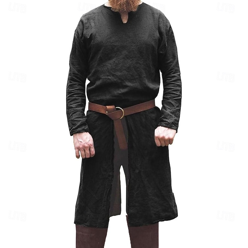 Medieval Renaissance 17th Century Waist Belt Shirt Tunic Ranger Elven Archery Fancy Dress Men's Viking Fantasy Halloween Carnival Masquerade LARP Adults' Shirt Waist Belt All Seasons