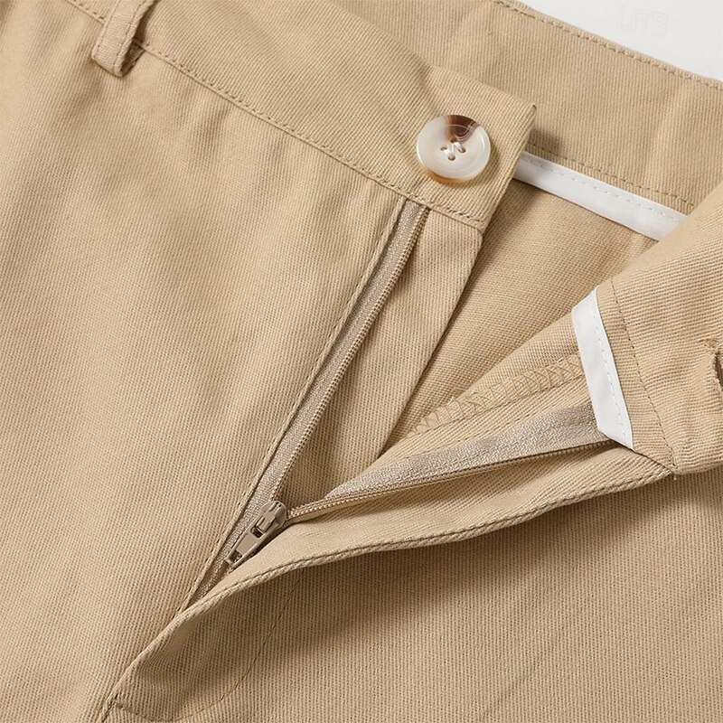 Men's Trousers Chinos Casual Pants Patchwork Front Pocket Solid Color Comfort Full Length Business Daily Holiday Fashion Chic & Modern White Khaki Stretchy3