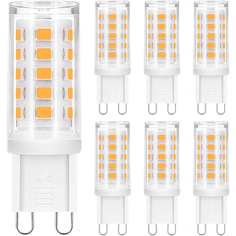 6pcs G9 LED Bulbs Incandescent Bulb 4W Replacement for Halogen Lamp 40W No Flickering AC 220V 240V Energy Saving Small Bulb