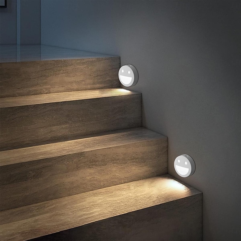 1pcs LED Sensor Night Light Dual Color Optical Magnetic Adhesive Motion Sensor Hallway Light Sensor Night Light