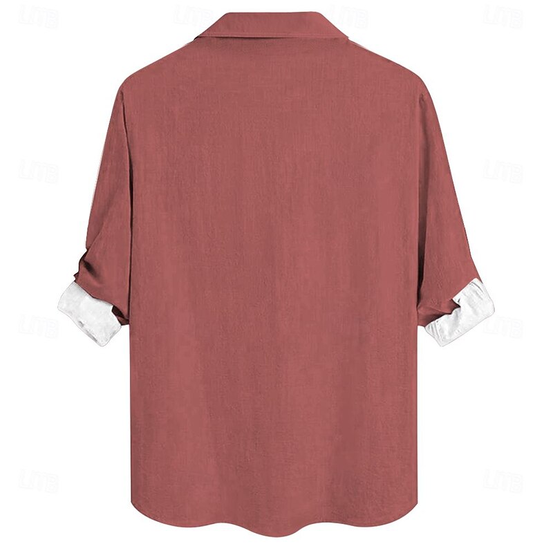 Men's Floral Button Up Shirt Henley Shirt Long Sleeve Hawaiian Resort Outdoor Casual Summer Spring Fall Turndown Red Blue Purple4