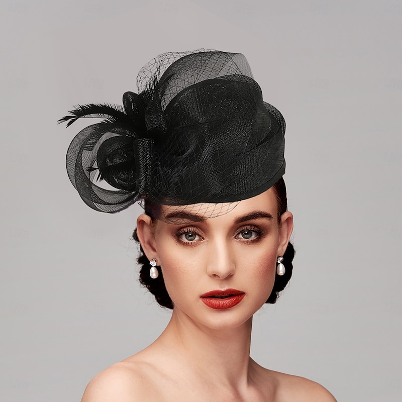 Fascinators Feathers Net Saucer Hat Wedding Horse Race Ladies Day Melbourne Cup With Feather Cap Headpiece Headwear dress to impress Race Day Dress2