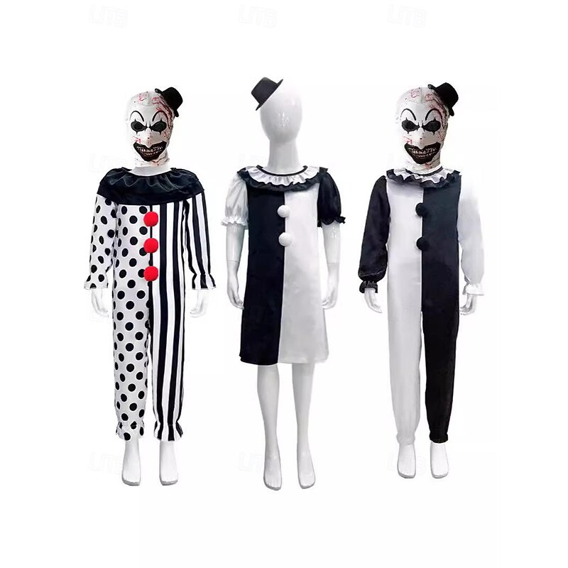 Art the Clown Halloween Cosplay Costume Masquerade Terrifier Cosplay Halloween Kid's Boys' Girls' Halloween Carnival Masquerade Halloween Party / Evening Masquerade Easy Halloween Costumes Dress Up