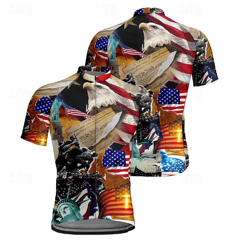Men's Cycling Jersey Lion National Flag Short Sleeve Bike Tee Tshirt Jersey Top with 3 Rear Pockets Mountain Bike MTB Quick Dry Breathable Sports Red Blue Brown Clothing Apparel3