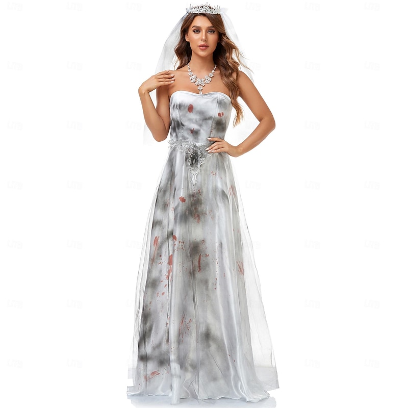 Zombie Ghost Bride Halloween Cosplay Costume Party Costume Masquerade Outfits Cosplay Adults' Women's Masquerade Mardi Gras Performance Party Halloween Easy Halloween Costumes Dress Up3