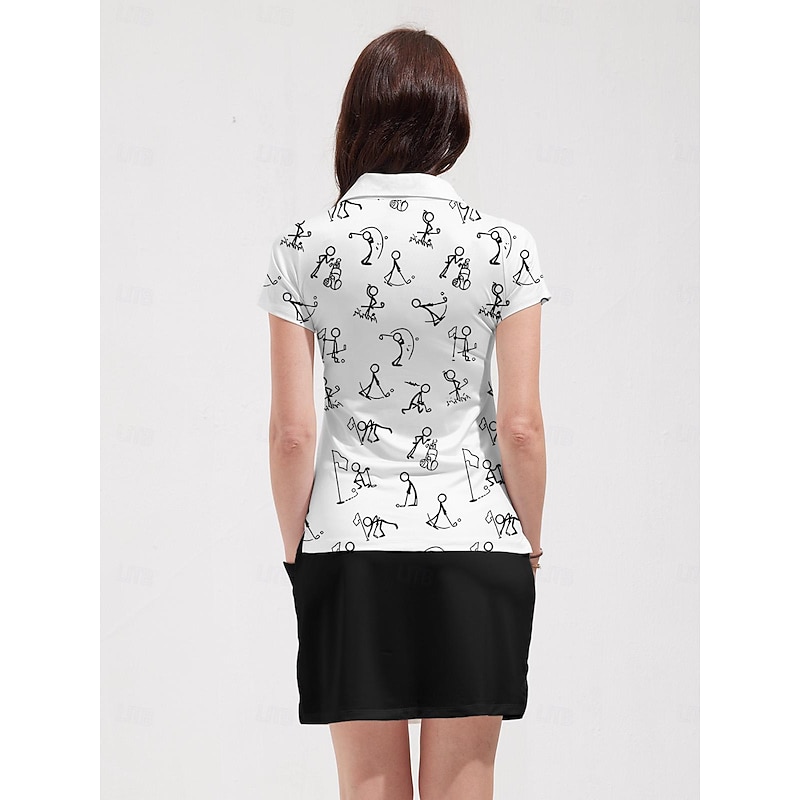 Women's Golf Polo Shirt White Short Sleeve Top Ladies Golf Attire Clothes Outfits Wear Apparel2