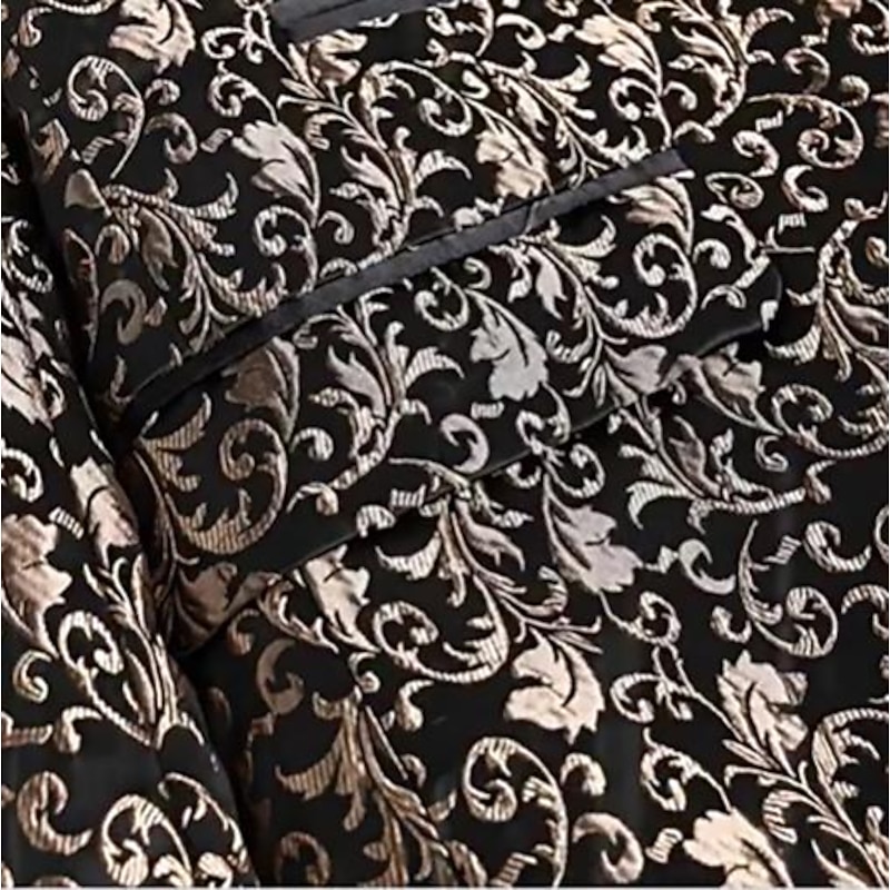 Men's Blazer Jacket Tuxedo Shawl Collar Party Luxury Jacquard Blazer Blue khaki Standard Fit Single Breasted One-button3