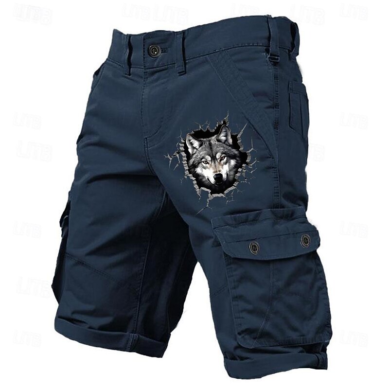 Men's Animal Optical Illusion Wolf Cargo Shorts Mid Waist Sports Fashion Designer Outdoor Sports Outdoor Casual Multi Pocket Designer Clothing Apparel2