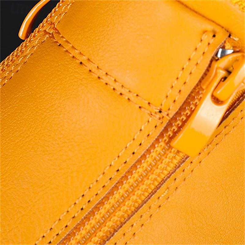 Men's Yellow Leather Slip-On Sneakers with Zipper Closure for Casual Wear3