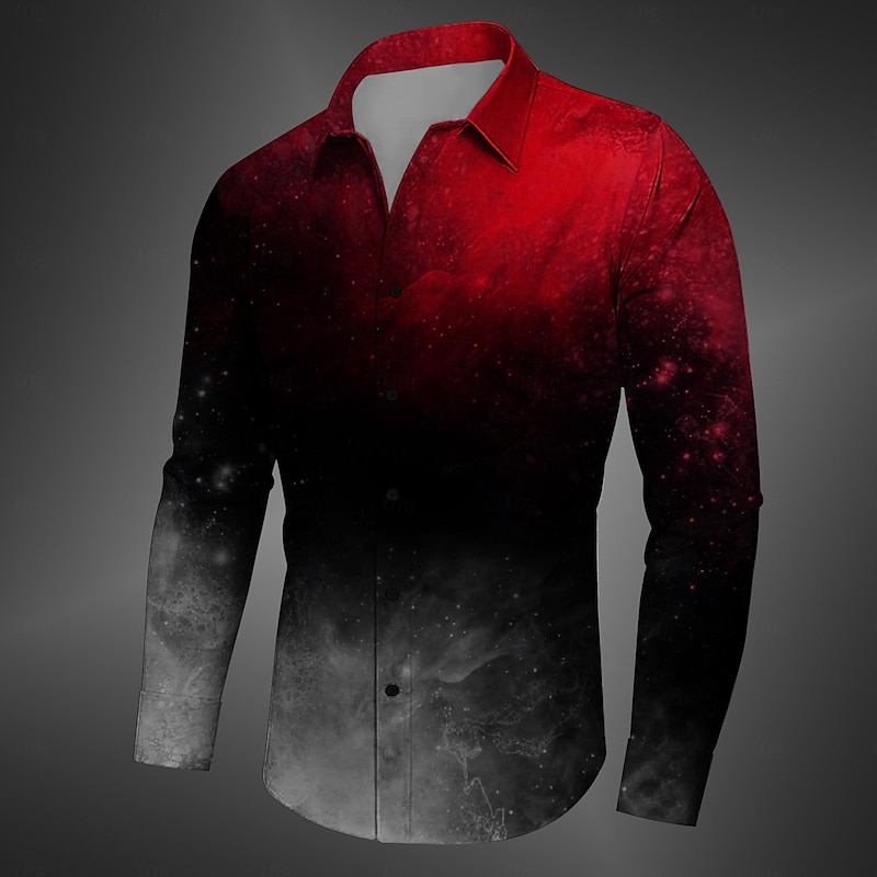 Men's Gothic Horror Halloween Costumes Shirt Button Up Shirt Long Sleeve Casual Dark Business Daily Fall Winter Spring & Summer Turndown Shirt Collar Button Up 3D Print Yellow Red Blue Purple Green2
