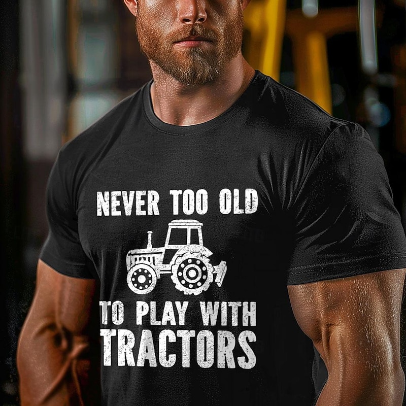 Men's Funny Old Man Letter Print T Shirt Tee Top 100% Cotton Short Sleeve Graphic Shirt Black Army Green Dark Blue Comfortable Tee Street Sports Outdoor Fashion Designer Clothing