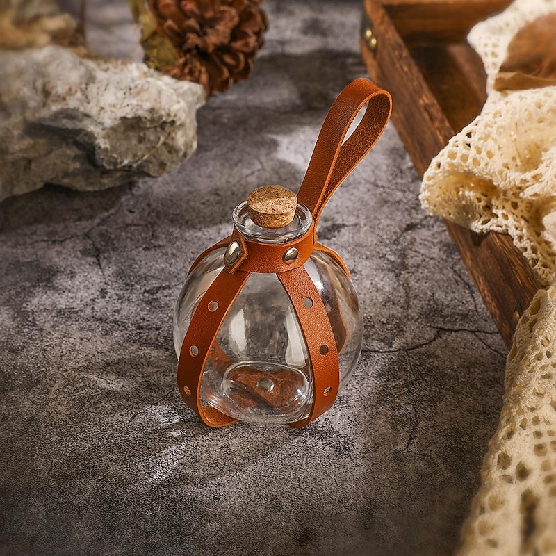 Dark Magic Potion Bottle - Wizard Potions Glass Holder with Cork Stopper and Faux Leather Harness with Holster Loop2