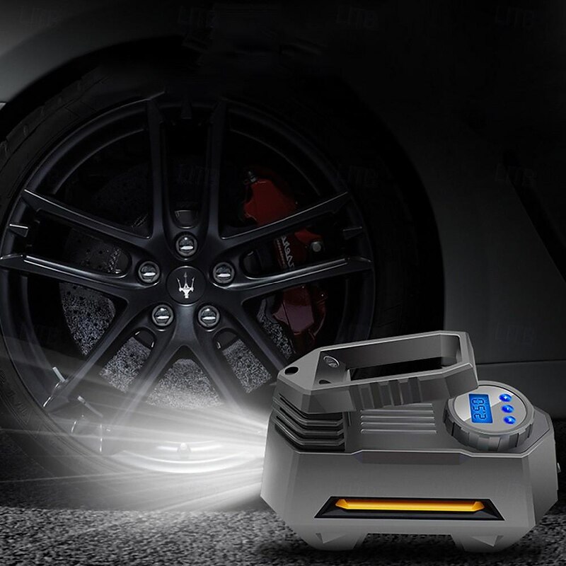 Digital Tyre Inflator Air Compressor Tyre Pump 100 PSI 12V With 2 Ways To Screw & Clip On Valve Connector Car4