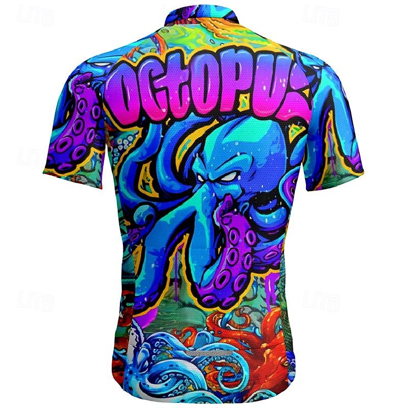 Men's Cycling Jersey Graphic Short Sleeve Bike Tee Tshirt Jersey Top with 3 Rear Pockets Mountain Bike MTB Quick Dry Breathable Sports Blue Clothing Apparel2