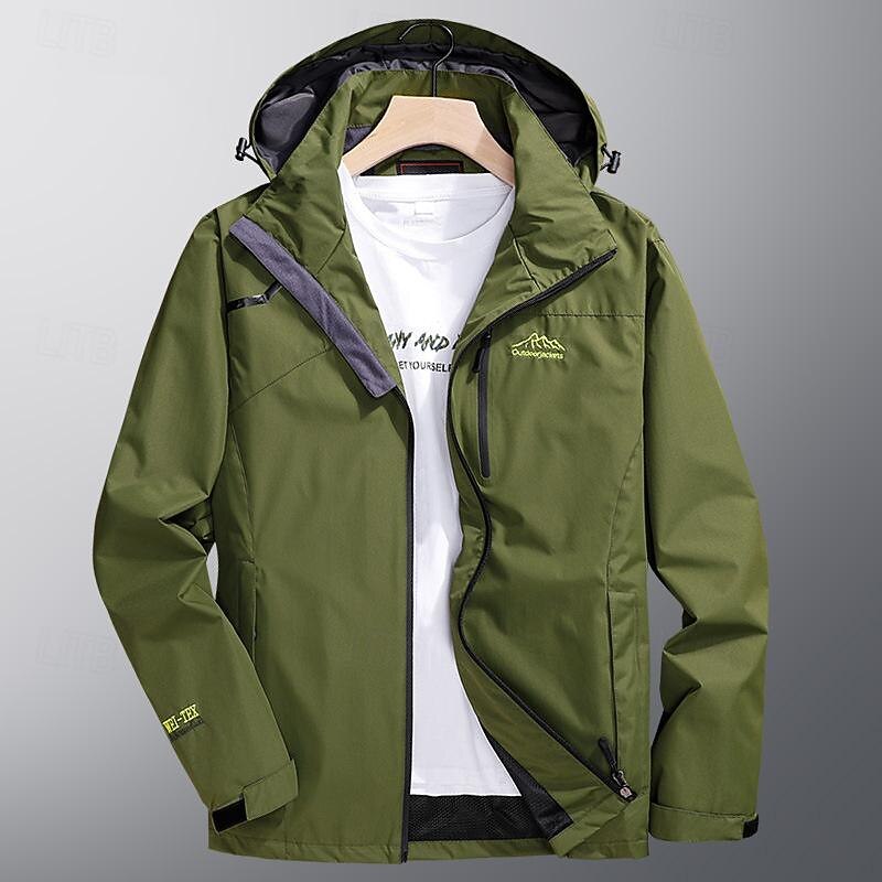 Men's Softshell Jacket Hiking Jacket Rain Jacket Outdoor Windproof Lightweight Water Resistant Windbreaker Jacket Traveling Black Army Green Blue Grey4