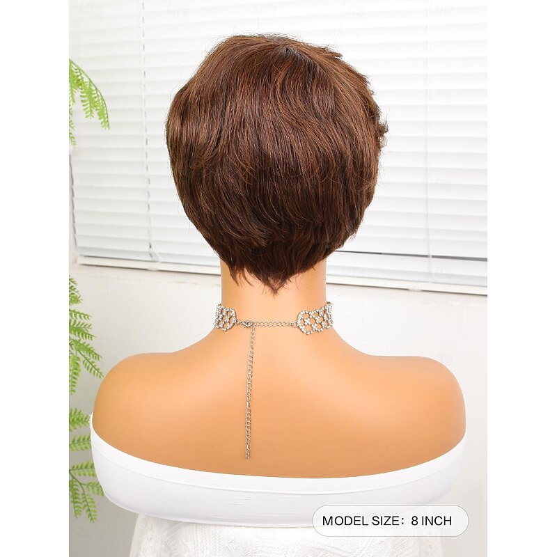 Synthetic Wig Natural Straight Short Bob Wig 8 inch Dark Brown Synthetic Hair Women Dark Brown3