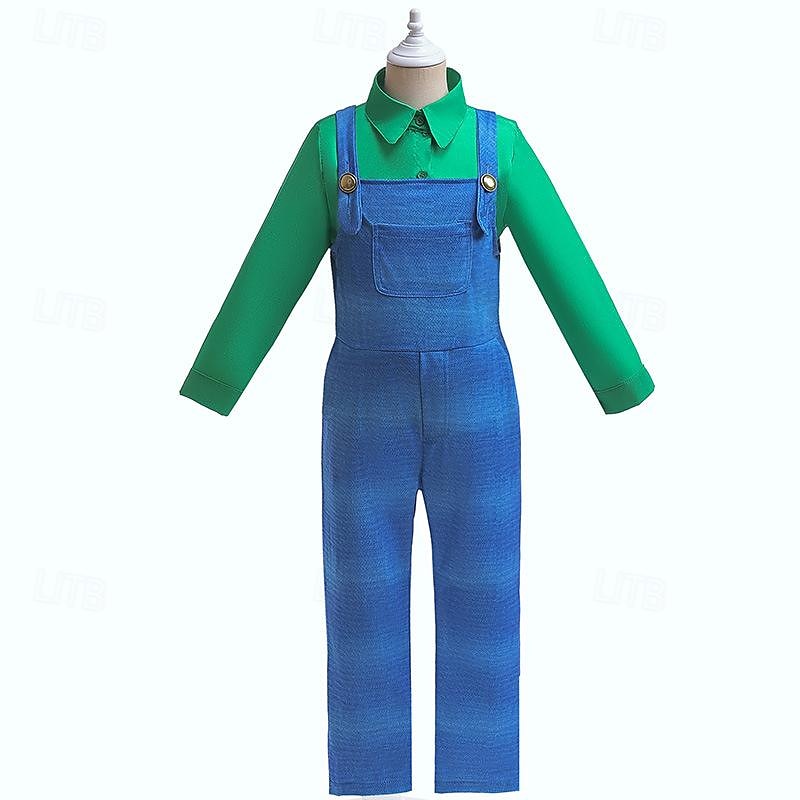 Super Bros Plumber Costume Jumpsuit Cosplay Movie Cosplay for Boys Kid's Carnival Performance Party4