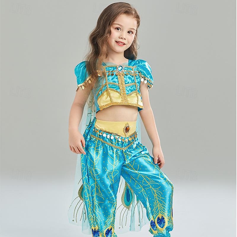 Aladdin Fairy Tale Princess Jasmine Outfits Theme Party Costume Cosplay Movie Cosplay for Girls' Kids Carnival Children's Day Performance Party / Evening4