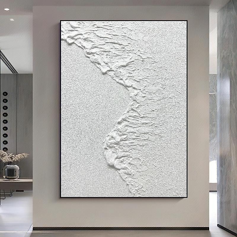 Wave oil painting handmade white plaster art plaster art on canvas white minimalist painting white abstract painting large white textured painting wall art white 3d wall art3