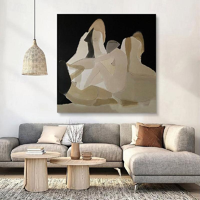 Abstract nude Woman Figure Canvas oil painting handmade wall Art Modern Geometric Oil Painting on Canvas Large hand painted Minimalist firgure oil paintings Wall Art painting for Living Room Bedroom