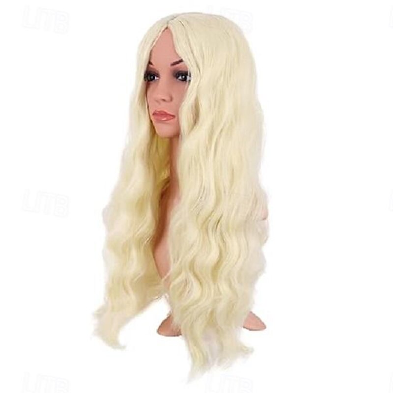 28 Inch/70 cm Long Wavy Middle Part with No Bangs Synthetic Fiber Curly Fashion Women Party Cosplay Wig Halloween Wigs