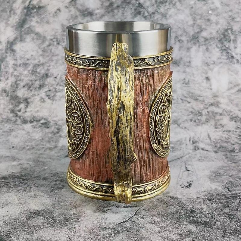 1pc, Vintage Medieval Handle Beer Mug, 600ml/20.29oz Large Capacity Stainless Steel Mug, Vintage Creative Water Cup, Summer Beverage Cup, Coffee Cup3