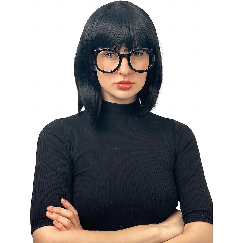 Incredible Edna Mode Wig Black Flapper Bob Wig with Bangs 20s Wig Costume 1920s Flapper Wigs for Women - Girl Wig Carnival Cosplay Costume Wig for Women Halloween Wigs2