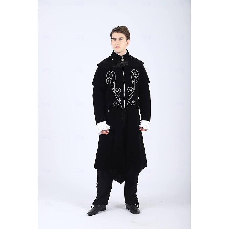 Retro Vintage Punk & Gothic Medieval Cosplay Costume Prince Vampire Nobleman Fancy Dress Men's Fantasy Royal Steampunk Halloween Carnival Masquerade Party / Evening Adults' Blouses Coat Pants4