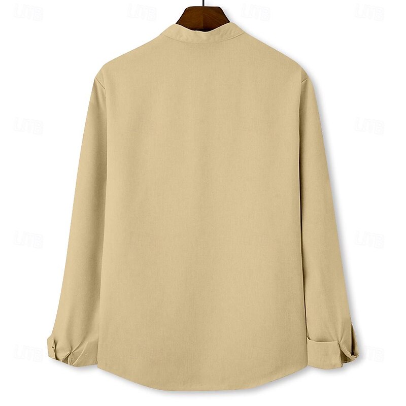 Men's Ethnic Kokopelli Shirt Button Up Shirt Long Sleeve Vintage Casual Tribal Vacation Daily Summer Spring & Fall Standing Collar Button Up 3D Print Blue Green Khaki Beige 5