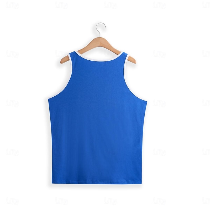 Men's Tank Top Vest Top Sleeveless Shirt Gym Muscle Tee Sleeveless Crew Neck Summer Color Block Fashion Designer Muscle Patchwork Outdoor Going out Gym White Blue Orange Top Tee for Men4