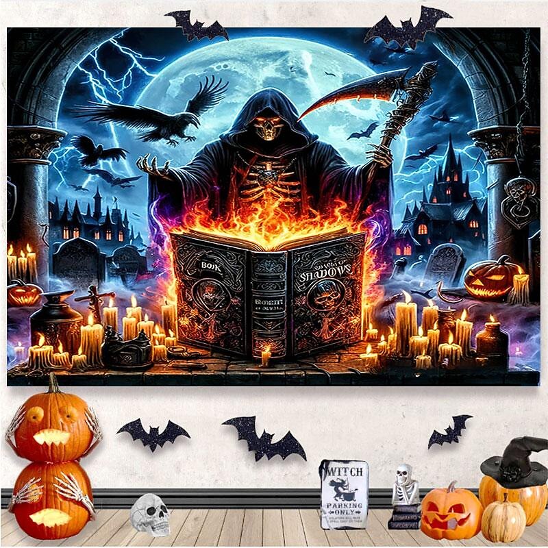 Halloween Decorations Hanging Tapestry Jack O Lantern Pumpkins Wall Art Large Tapestry Mural Decor Photograph Backdrop Blanket Curtain Home Bedroom Living Room Decoration  Creepy Forest4