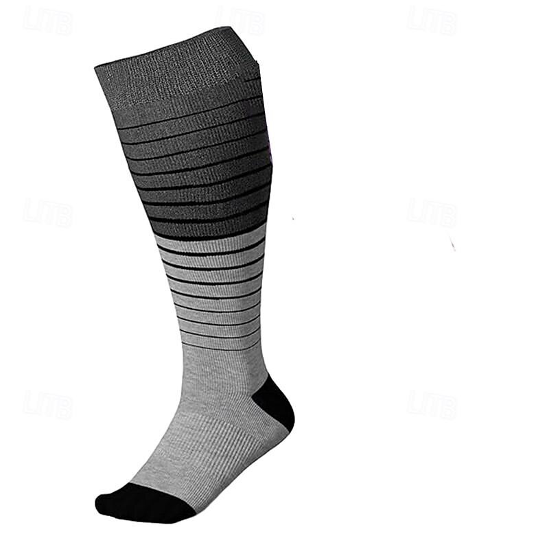 Plus size Compression Socks Athletic Sports Socks Running Socks 1 Pair Stripe Tube Socks Breathable Sweat wicking Comfortable Gym Workout Running Jogging Skateboarding Cycling Sports Stripes Nylon4
